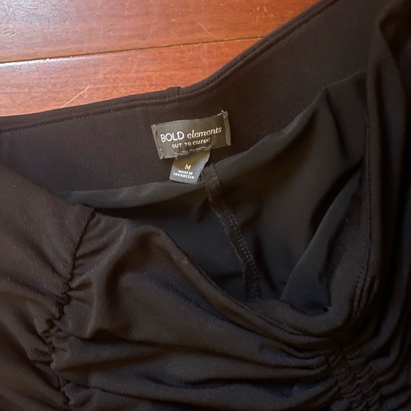 Black midi skirt with drawstring for cinch - Picture 2 of 2